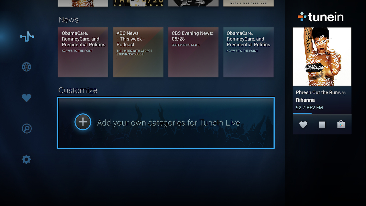 Screenshot of TuneIn Radio